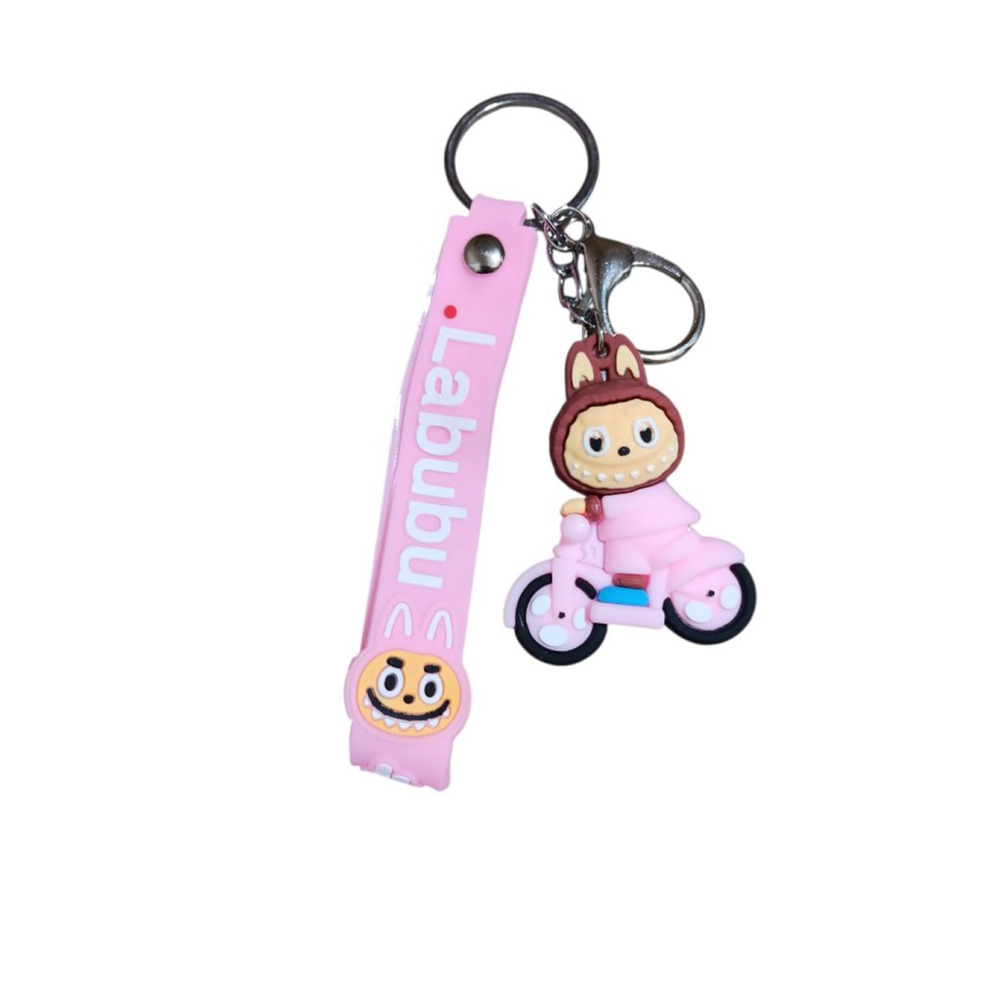 Labubu Inspired Motorcycle Keychain in Pink